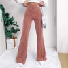 2026 Autumn/Winter new style European and American cross-border high-waisted corduroy flared pants solid color casual wide-leg long sweatpants for women full image